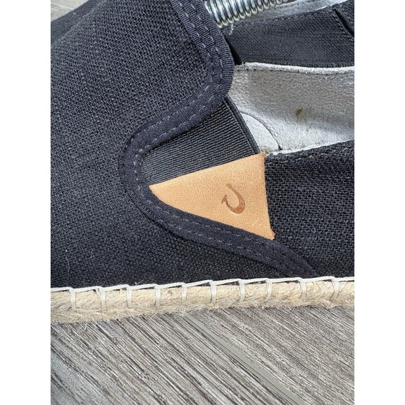 Olukai Kayla Pa'a Kapa Black Espadrille Flats Size 10 - Picture 9 of 9
